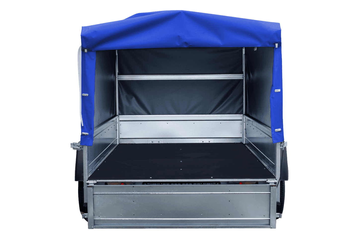 Reboque rodoviário com lona azul alta, arco H-800 e roda jockey 230x125 Garden Trailer 230 KIPP