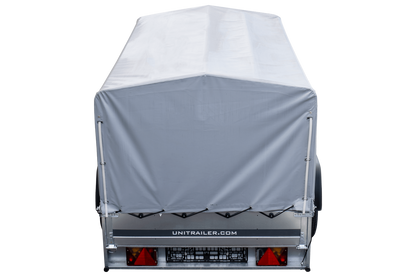 Reboque rodoviário com lona alta, arco H-800 e roda de apoio 230x125 Garden Trailer 230 KIPP