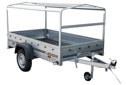 Reboque rodoviário com lona azul alta, arco H-800 e roda jockey 230x125 Garden Trailer 230 KIPP