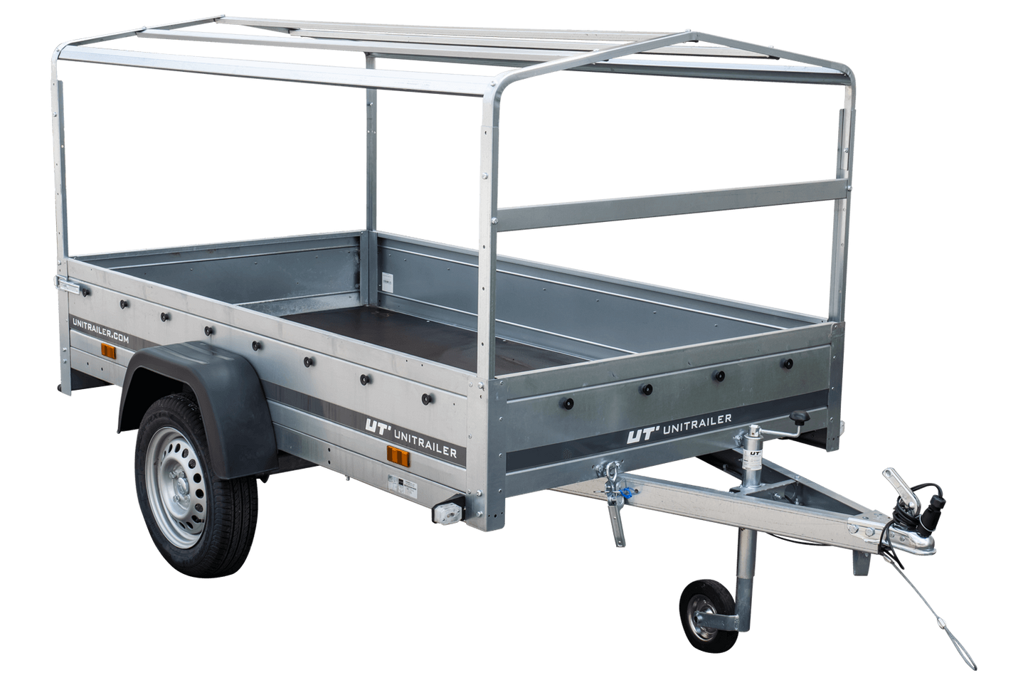 Reboque rodoviário com lona alta, arco H-800 e roda de apoio 230x125 Garden Trailer 230 KIPP