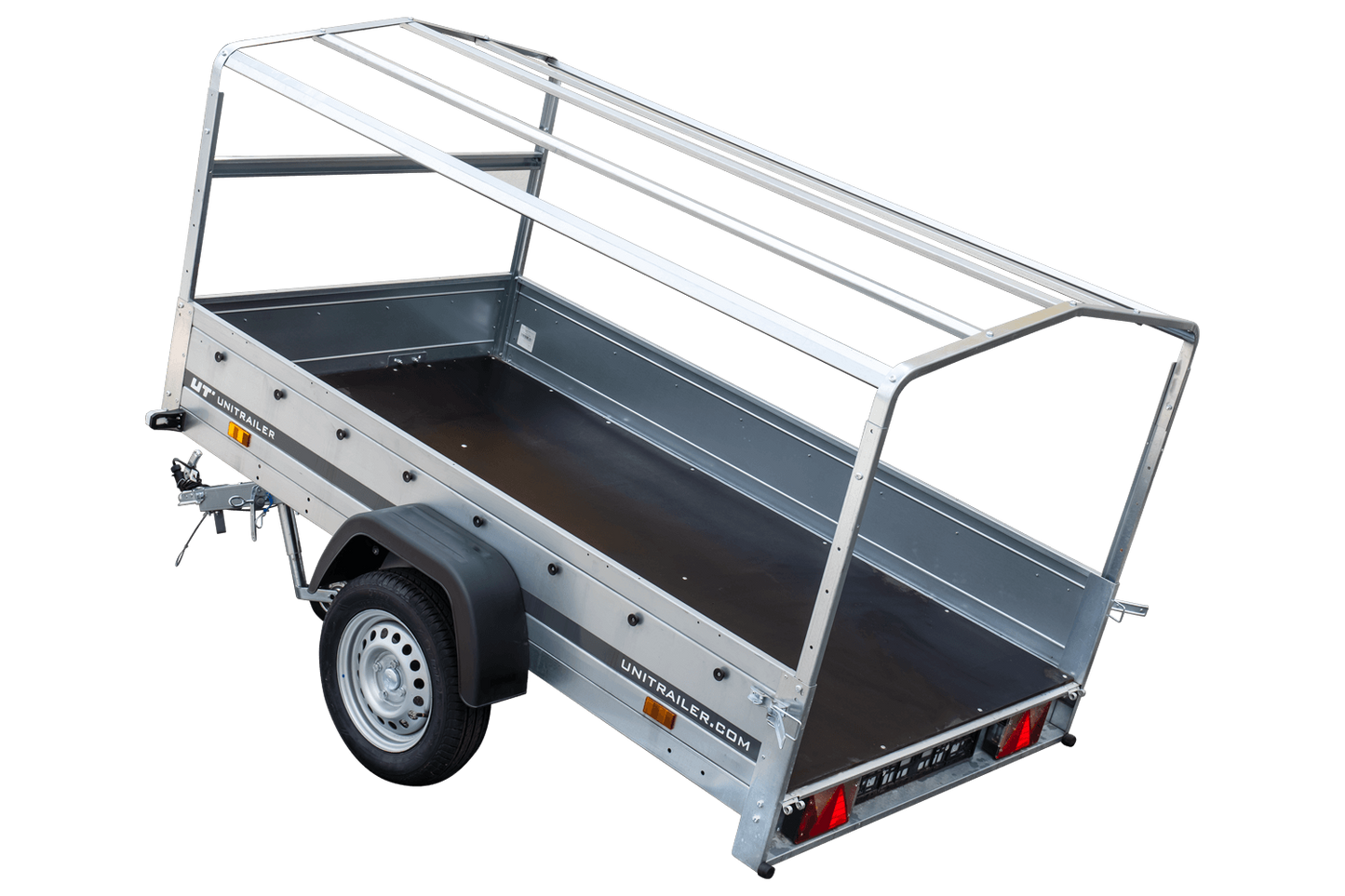 Reboque rodoviário com lona alta, arco H-800 e roda de apoio 230x125 Garden Trailer 230 KIPP