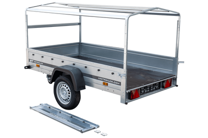 Reboque rodoviário com lona alta, arco H-800 e roda de apoio 230x125 Garden Trailer 230 KIPP