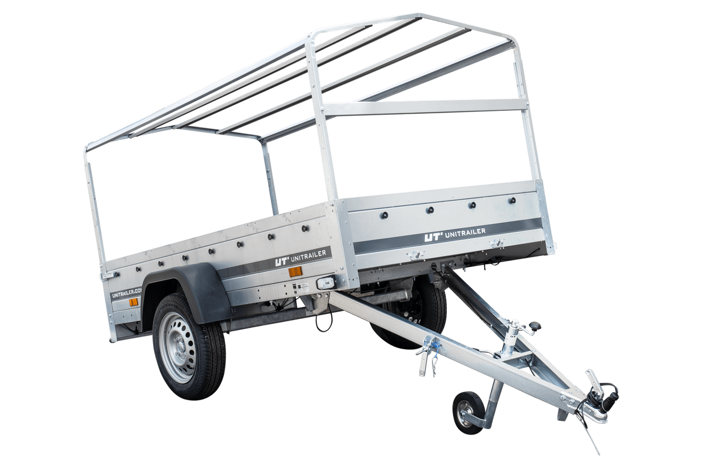 Reboque rodoviário com lona alta, arco H-800 e roda de apoio 230x125 Garden Trailer 230 KIPP