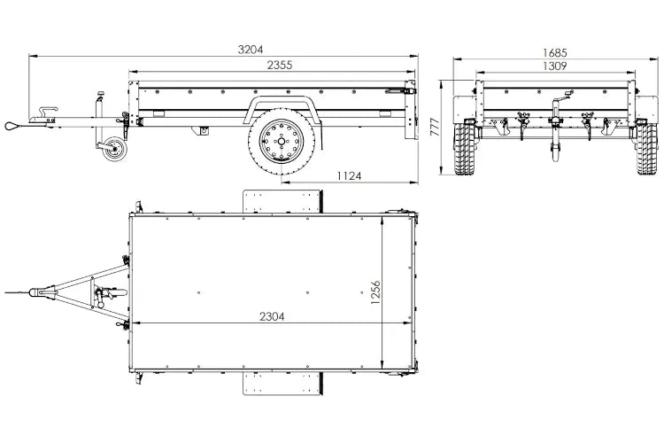 Reboque para automóvel 230 x 125 cm Garden Trailer 230 KIPP