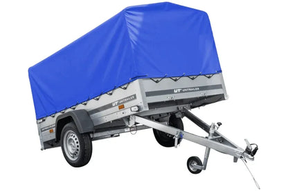 Reboque rodoviário com lona azul alta, arco H-800 e roda jockey 230x125 Garden Trailer 230 KIPP