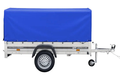 Reboque rodoviário com lona azul alta, arco H-800 e roda jockey 230x125 Garden Trailer 230 KIPP