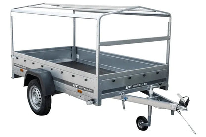 Reboque rodoviário com lona azul alta, arco H-800 e roda jockey 230x125 Garden Trailer 230 KIPP