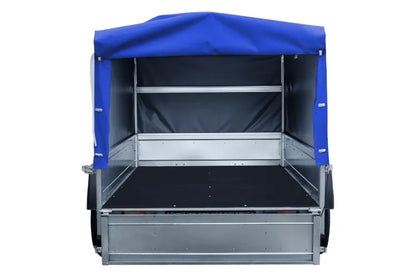 Reboque rodoviário com lona azul alta, arco H-800 e roda jockey 230x125 Garden Trailer 230 KIPP