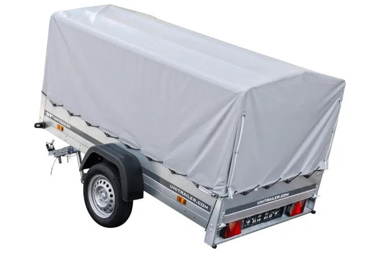 Reboque rodoviário com lona alta, arco H-800 e roda de apoio 230x125 Garden Trailer 230 KIPP